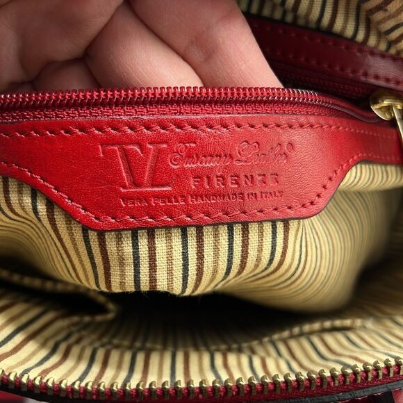 Tuscany Leather Hand Stained Vegetable Tanned Leather Red Crossbody/Hand Bag B69 main image 7